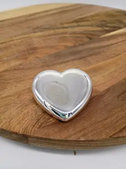 Chrome Plated Heart Shaped Paperweight  2.25 Inches