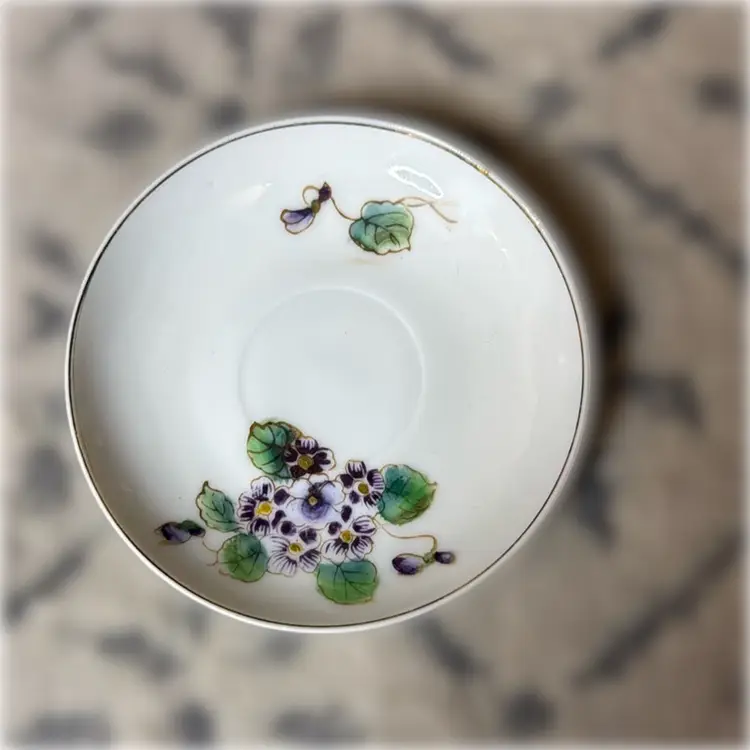 1940s Occupied Japan Hand-Painted Pansy Tea Cup & Saucer