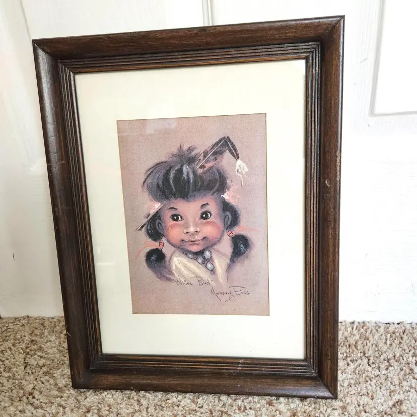 Vintage Native American Art "White Bird" Framed Art Print By Monteague Flagg