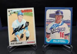BILL RUSSELL 1970 TOPPS & 1986 FLEER IP AUTOS 2020 HISTORIC AUTOGRAPHS LOS ANGELES DODGERS