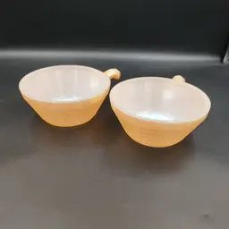 Vtg Fire King Peach luster Soup Bowls