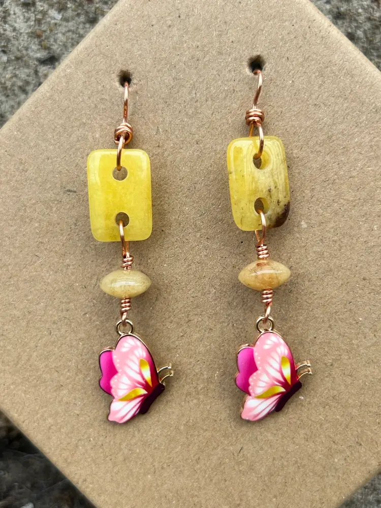 Handmade Gemstone & Butterfly Earrings By Me