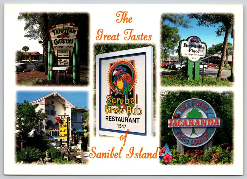 Postcard The Great Tastes of Sanibel Island Florida Jumbo Card Restaurant Signs - 12365