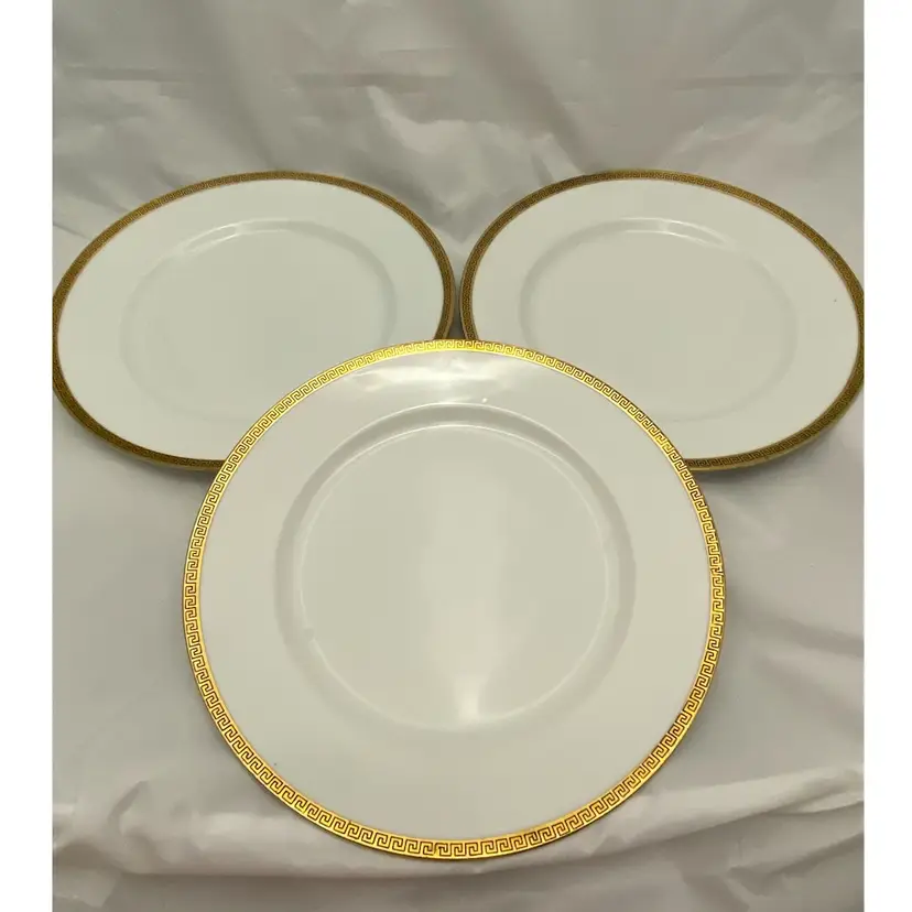 MZ Austria Porcelain 9” Plate, Greek Key Pattern, Set Of 3, EUC