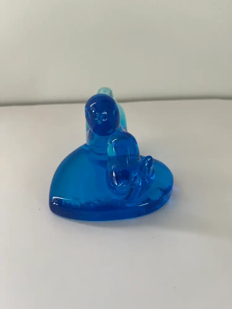 Vintage Blue Bird of Happiness Glass Birds On Heart Signed Leo Ward 1997