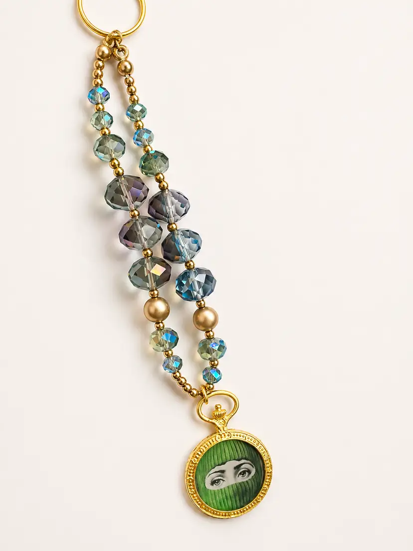 Niknax Rare Collectible Art Bag Charm Keychain FORNASETTI EVIL EYE ART Keyring | OOAK Treasure Find