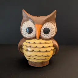 Mid Century Ceramic Owl Pencil Holder/Flower Frog 6.5" Tall Hand Painted