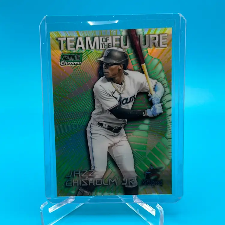 2022 Topps Stadium Club Chrome Jazz Chisholm Jr. Team Of The Future Green Refractor /99 Miami Marlins / New York Yankees 