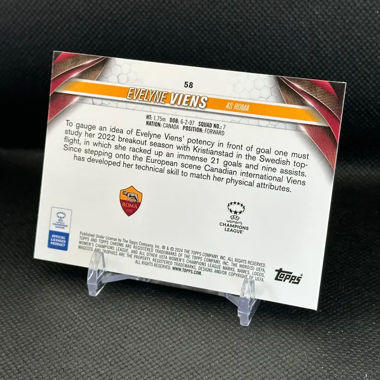 Evelyne Viens 020/199 - 2023/24 Topps Chrome Pink Refractor UEFA Roma