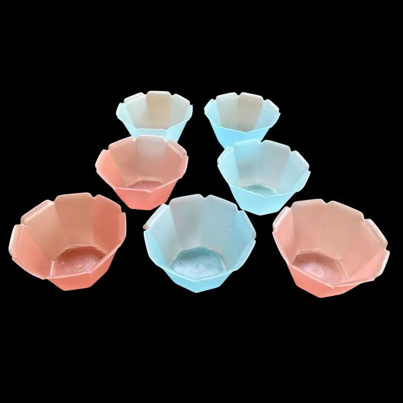 Lot of 7 | Small Smeraldo Gelato Dessert Cups | Blue Pink Plastic ITALY