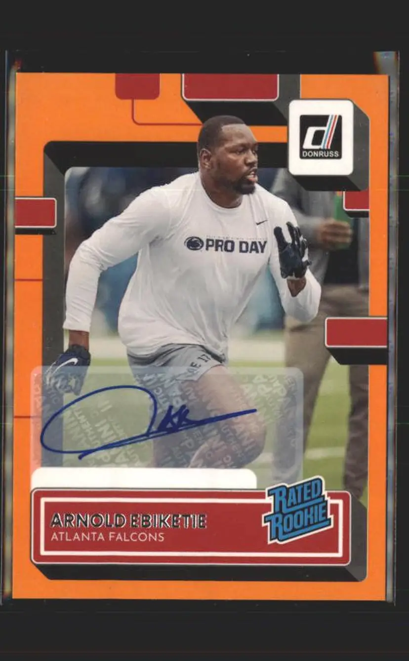 2022 Donruss #366 Arnold Ebiketie Rated Rookies Autographs Orange - (139) - Atlanta Falcons