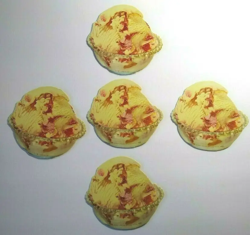 #01 Diner Ice Cream Strawberry Swirl Dessert Thick Diecut Paper 1950s Lot 5 Schmidt