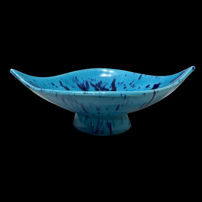 Splatter Pottery Footed Dish No Chips, Cracks Or Crazing 9”x3”