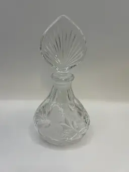 Vintage Princess House Lead Crystal Perfume Bottle w/Frosted Flowers
