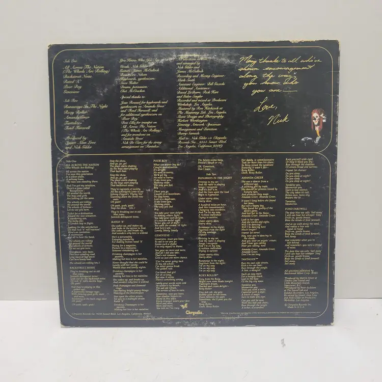 Nick Gilder LP You Know Who You Are 1977 Chrysalis CHR-1147 Untested Sold As Is