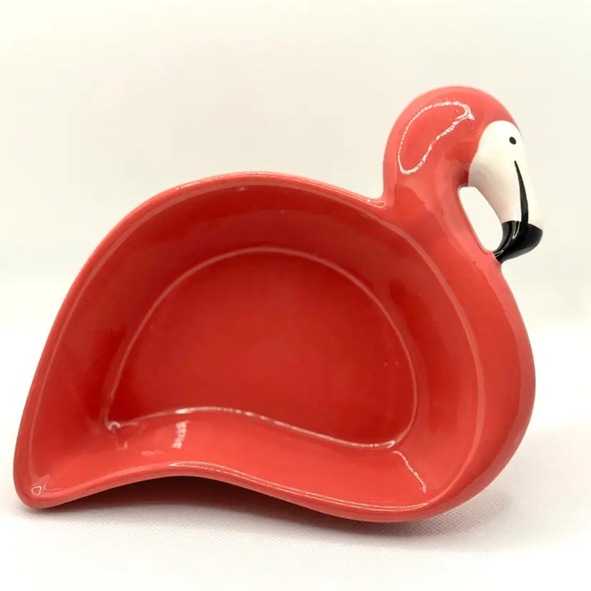 Pink Flamingo Shaped Ceramic Dip Bowl, By Rex and Rover, DEI (Dennis East Ind.), Made in China