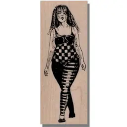 Whimsical Art Lady Walking Rubber Stamp