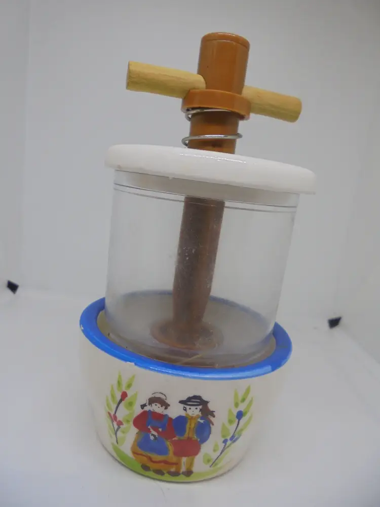 French Spice Grinder, Handpainted Quimper People, Ceramic and Glass