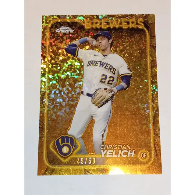 Christian Yelich 2024 Topps Gilded #114 Gold Mini Diamond 49/50 Brewers