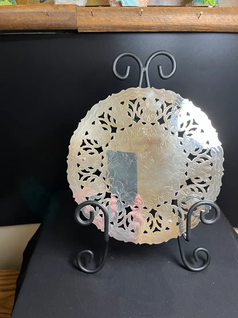 William Adams-Italy-7 1/2" Diameter Silver Plate Ornate Trivet-Has Covered Feet to Protect Furniture-Lot 48
