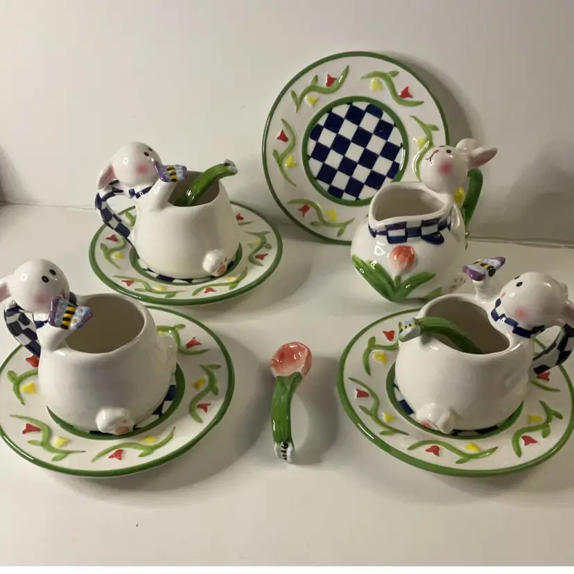Mercuries Easter Rabbit Bunny Tea Set