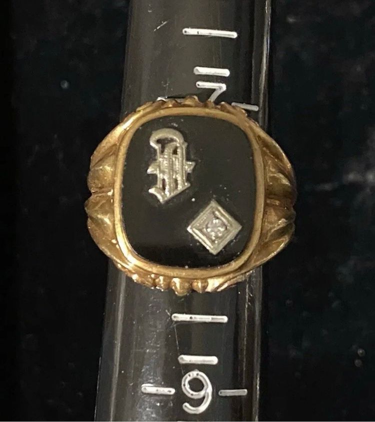 Art Deco 14k Gold Onyx Diamond Ring Mens Sz 8