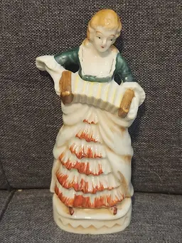 Vintage Occupied Japan Ceramic Lady Figurine with Accordion