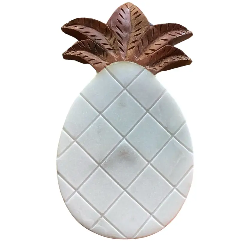 Beautiful Wood And Marble Pineapple Spoon Rest