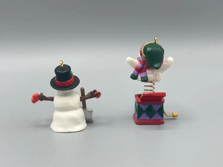 Vintage Miniature Hallmark Keepsake Ornaments - 2000 Holiday Flurries and 1999 Snowy Surprise