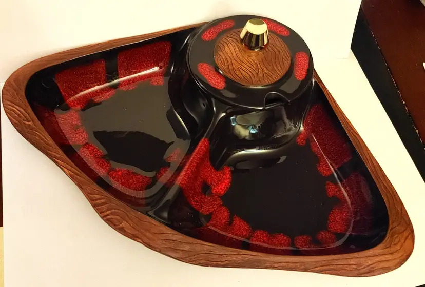 California pottery "Sequoia Ware" divided serving tray. 1950's MCM. No chips or cracks. 14 wide