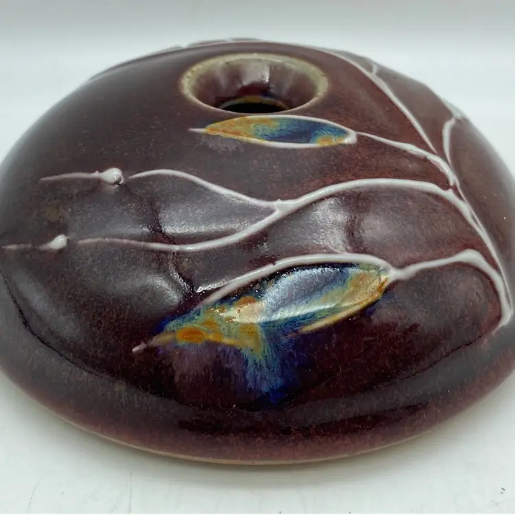 Vintage Studio Art Pottery Oil Lamp Stoneware Signed