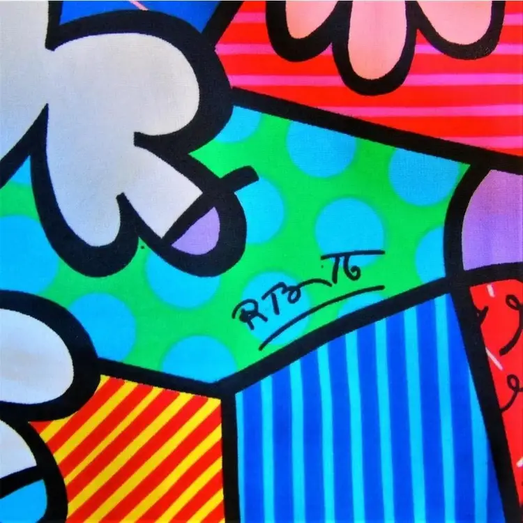 Satin Bomber Romero Britto Vintage 1990s Pop Art Jacket Womens Sz L