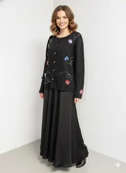 Jack B Quick Black Cardigan Sweater with Butterflies and Sequins Size Large