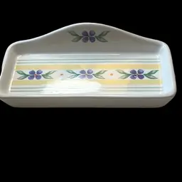 "Eye Where" Pfaltzgraff Eyewear holder with flowers.  2003.  3 1/2" x 7"