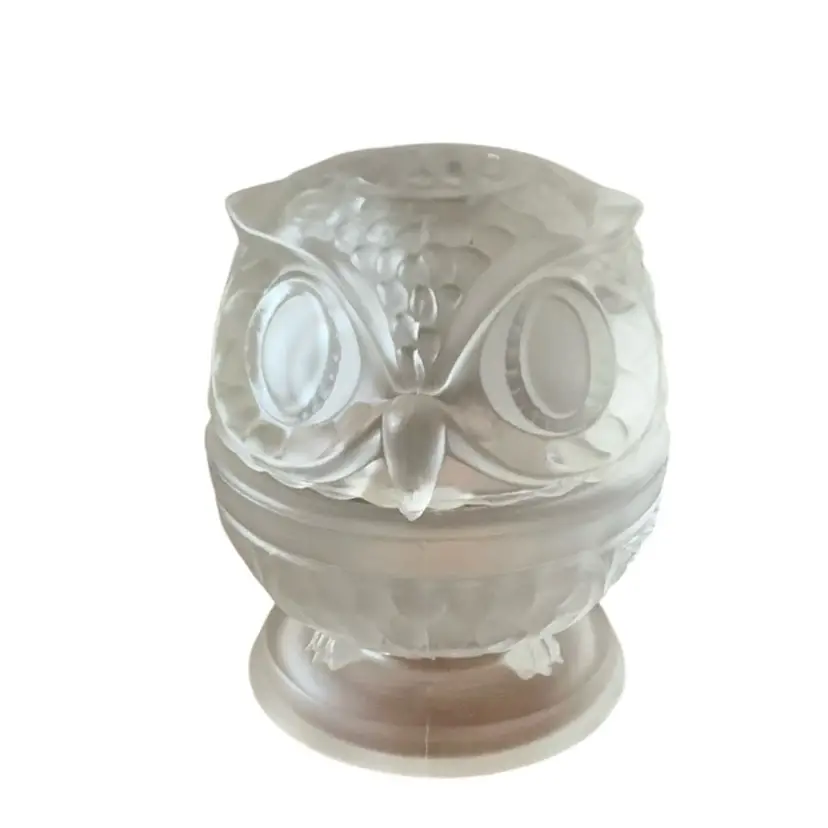 2-piece Fenton Clear Glass Owl Fairy Light 3 7/8” X 3”