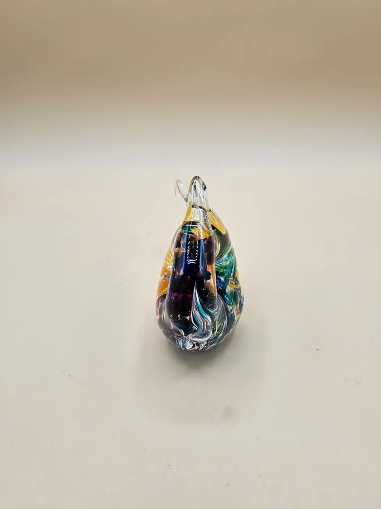 Jim Karl Confetti Fish Glass Paperweight, Signed 3.75H" X 5.25W"