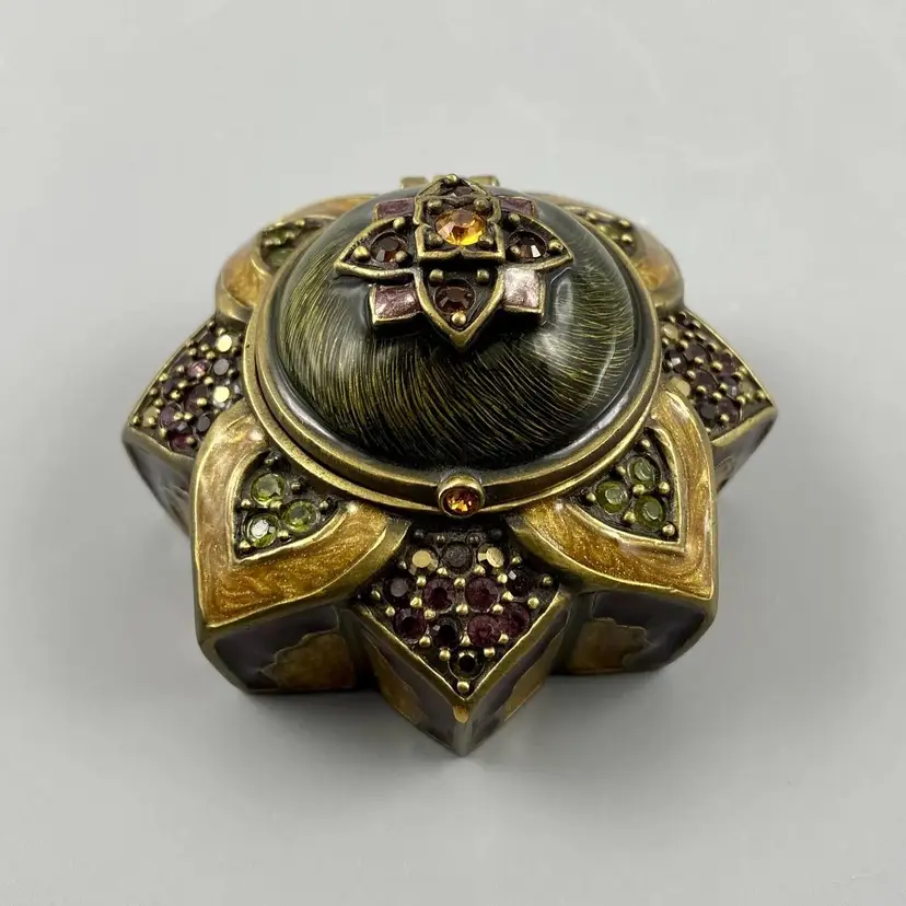 Jay Strongwater Lotus Star Roget Persia Collection Trinket Box Swarovski Crystal Enameled