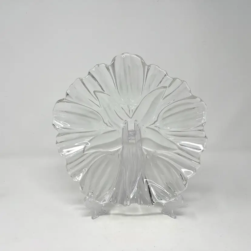 Satin Crystal Mikasa Tulips Plate: 9" Ruffled Edge Vintage German Serving Dish (0001-25)