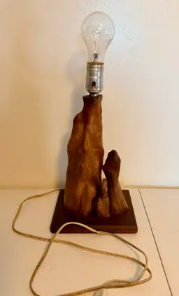 Vintage Mid-Century Modern Driftwood Cypress Lamp 12.5” Tall, Tested, No Shade