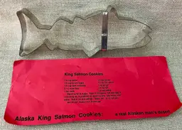 Alaska Metal King Salmon Cookie Cutter 9.5” Handle w/recipe Anchorage Craft