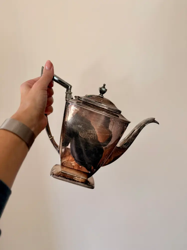 Vintage Art Deco Pairpoint Silver-Plated Teapot & Creamer