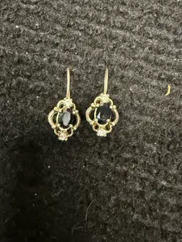 Vintage Sterling Silver 925 Sapphire & Topaz  Drop Earrings Jewelry 1.92g