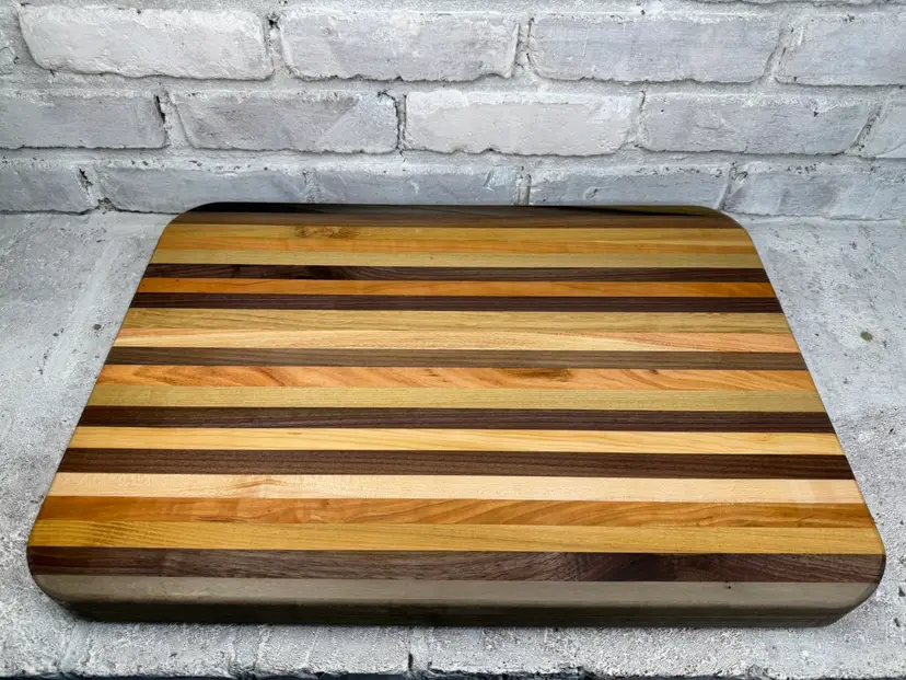 Handmade Hardwood Cutting Board – Walnut, Maple, Cherry, Ash, Honey Locust, Oak & Rainbow Poplar | Food Safe Finish | Made in Indiana