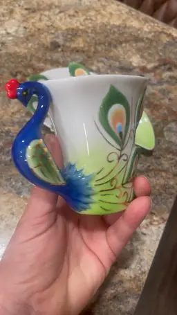 Peacock Design Tea Cup Set with Spoon