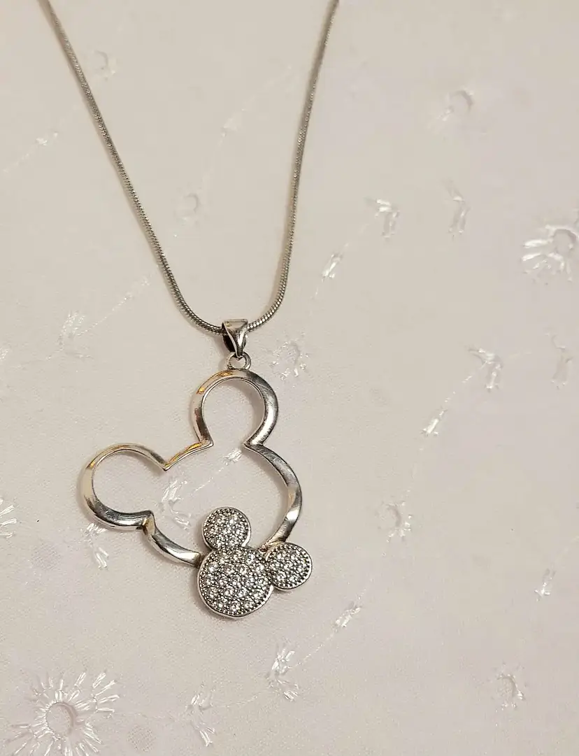 Disney Mickey Mouse rhinestone and silver necklace