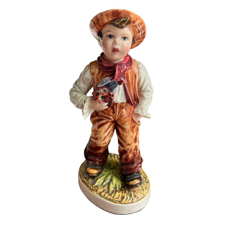 Carlo Mollica Capodimonte Boy Holding Flowers Porcelain Figurine Signed