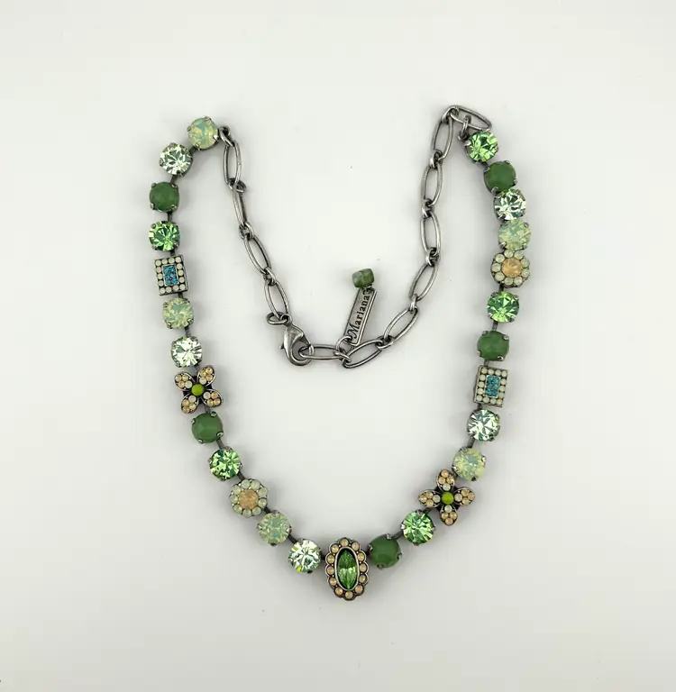 Silver Tone Ivy Villa Crystal Necklace 14”-18”