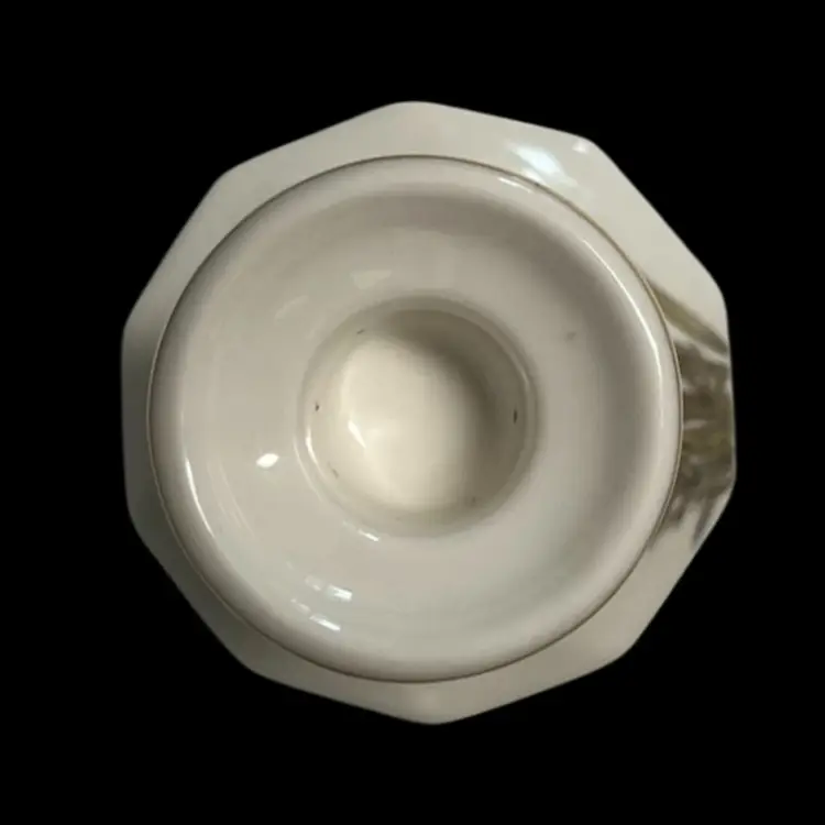 Vtg - Kutani- Japan -Porcelain- Iris- Candlestick Holder- Gold Trim 3.5 Tall, 3.25” Diameter Base