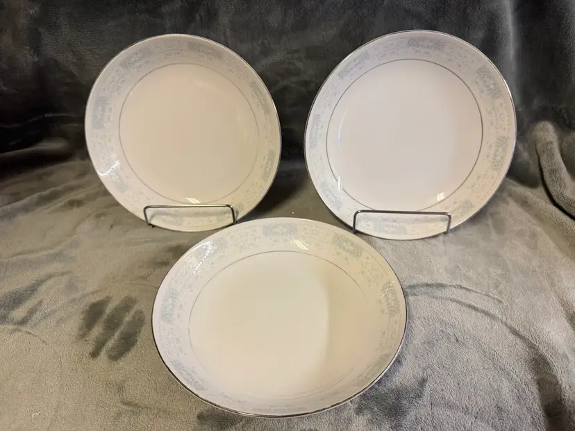 Vintage (3) Fine China Of Japan Montgomery Ward Essex Salad Plates 3177 Silver