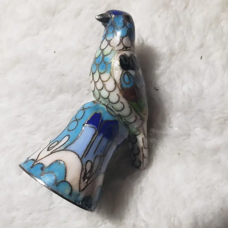 Vintage Oriental Cloisonné Parrot Bird Enamel Sewing Thimble - Lillian Vernon NY